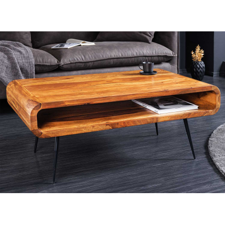 Table basse bois et noir rectangulaire Gemma