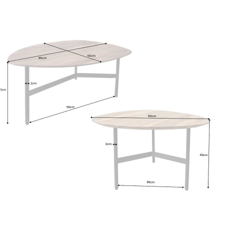 Lot de 2 tables basses organiques bois et noir Gaston