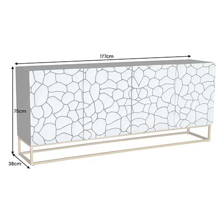 Buffet bois massif blanc et noir 177 cm Vulcano