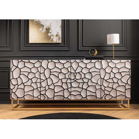 Buffet bois massif blanc et noir 177 cm Vulcano