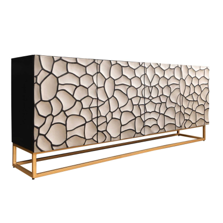 Buffet bois massif blanc et noir 177 cm Vulcano