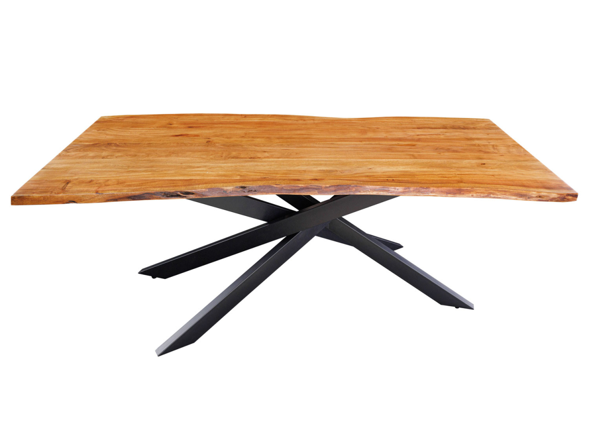 Table de repas 200 cm acacia et pieds mikado noir Gaia