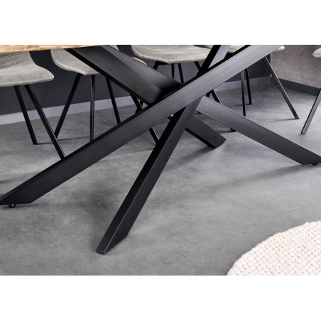 Table de repas 200 cm acacia et pieds mikado noir Gaia