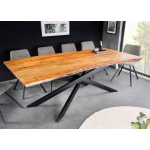 Table de repas 200 cm acacia et pieds mikado noir Gaia