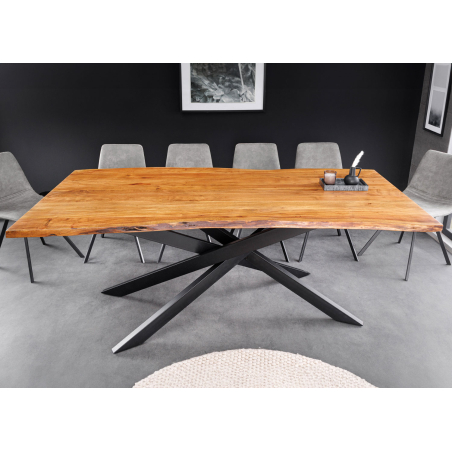 Table de repas 200 cm acacia et pieds mikado noir Gaia