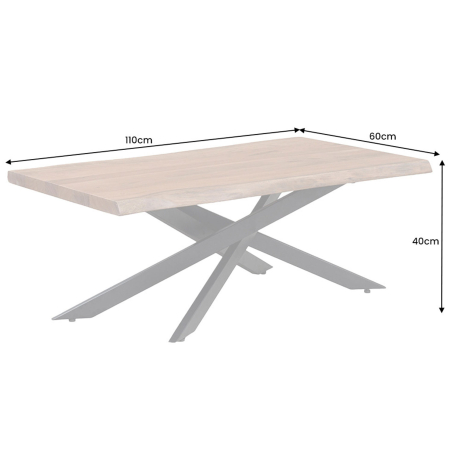 Table basse design rectangulaire 110x60 cm bois et métal