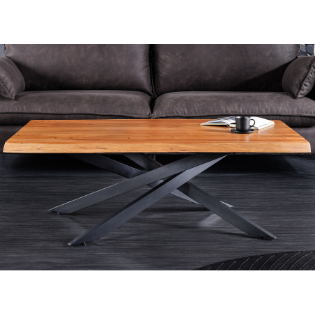 Table basse rectangulaire acacia et pieds mikado noir Léandro