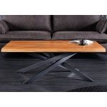 Table basse rectangulaire acacia et pieds mikado noir Léandro