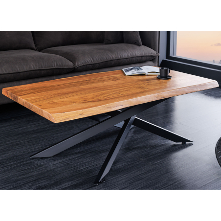 Table basse rectangulaire acacia et pieds mikado noir Léandro