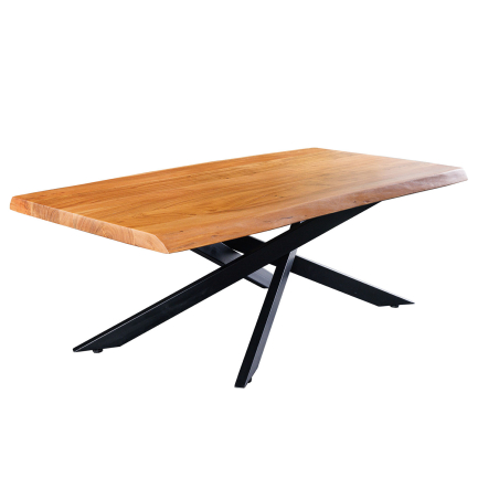 Table basse rectangulaire acacia et pieds mikado noir Léandro