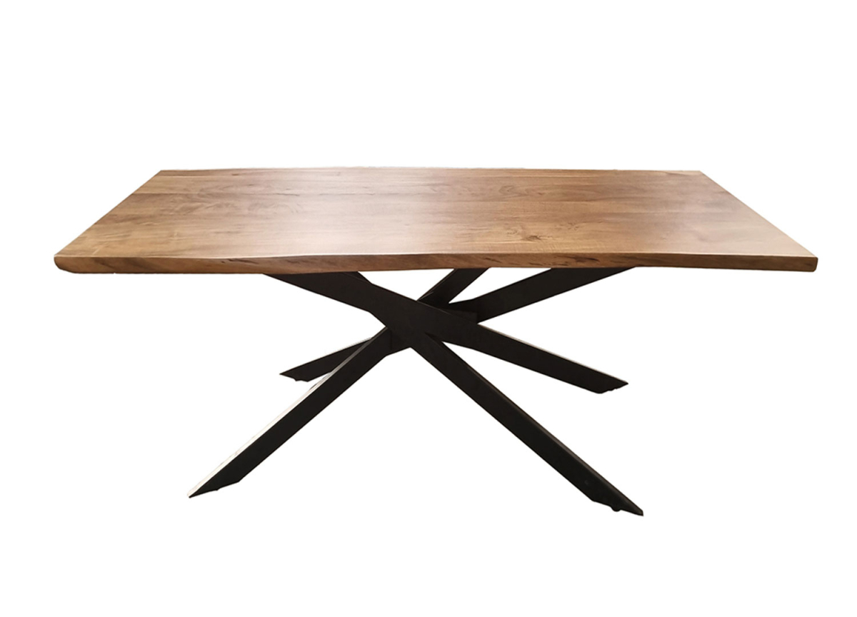 Table de repas 200 cm acacia et pieds mikado noir Léandro