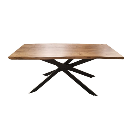 Table de repas 200 cm acacia et pieds mikado noir Léandro