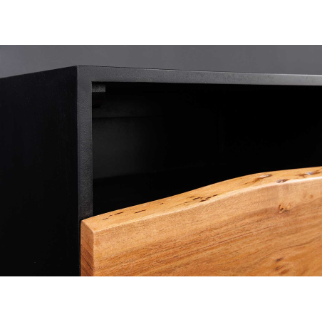 Meuble TV suspendu noir et bois 140 cm Zora