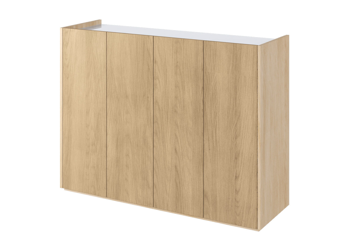 Commode 4 portes couleur bois et blanc avec LED Jess