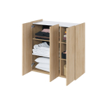 Meuble de rangement 3 portes bois et blanc Jess