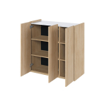 Meuble de rangement 3 portes bois et blanc Jess