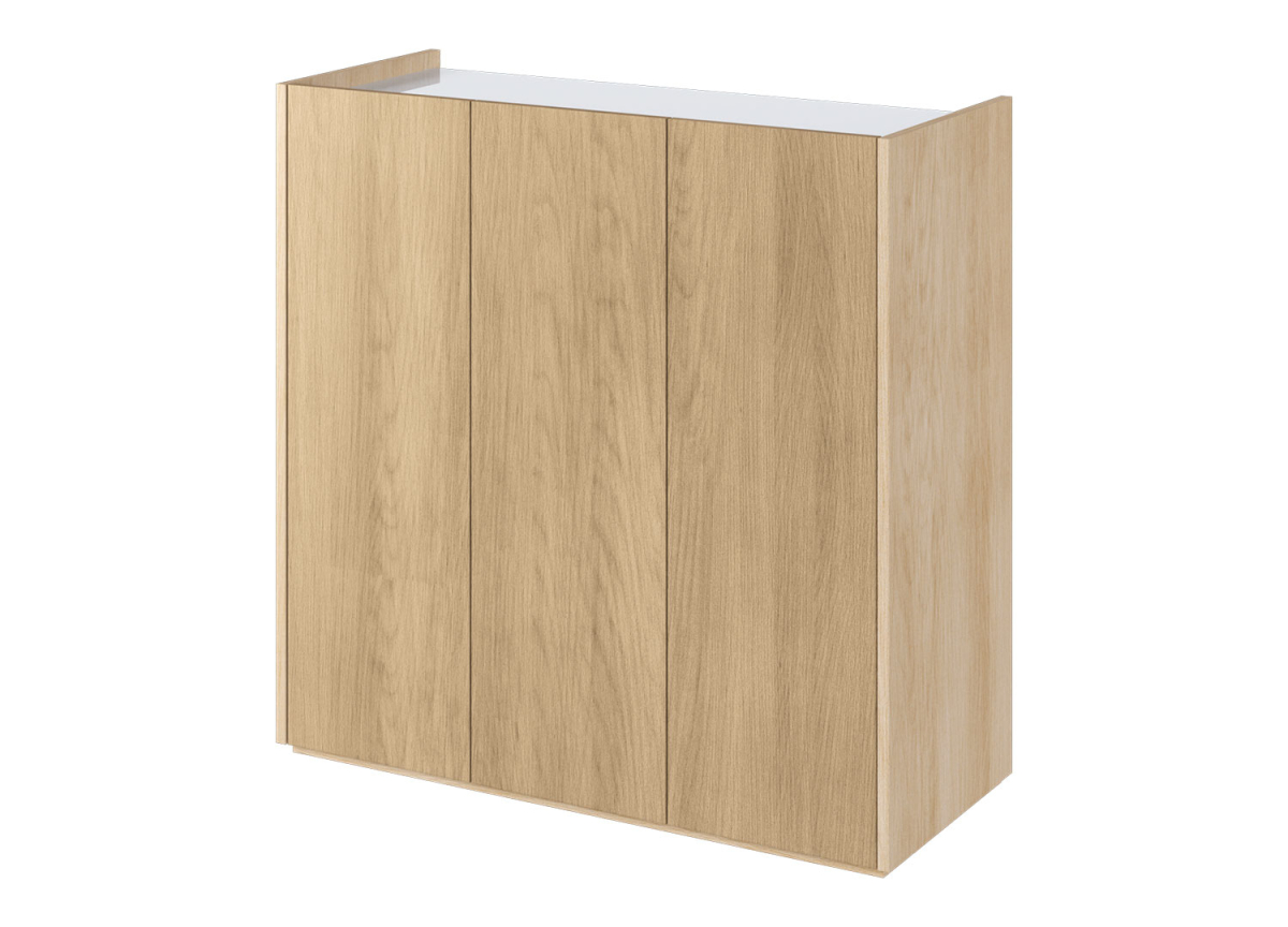 Meuble de rangement 3 portes bois et blanc Jess