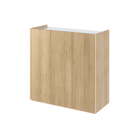 Meuble de rangement 3 portes bois et blanc Jess