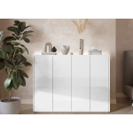 Buffet 156 cm blanc brillant et bois Jess