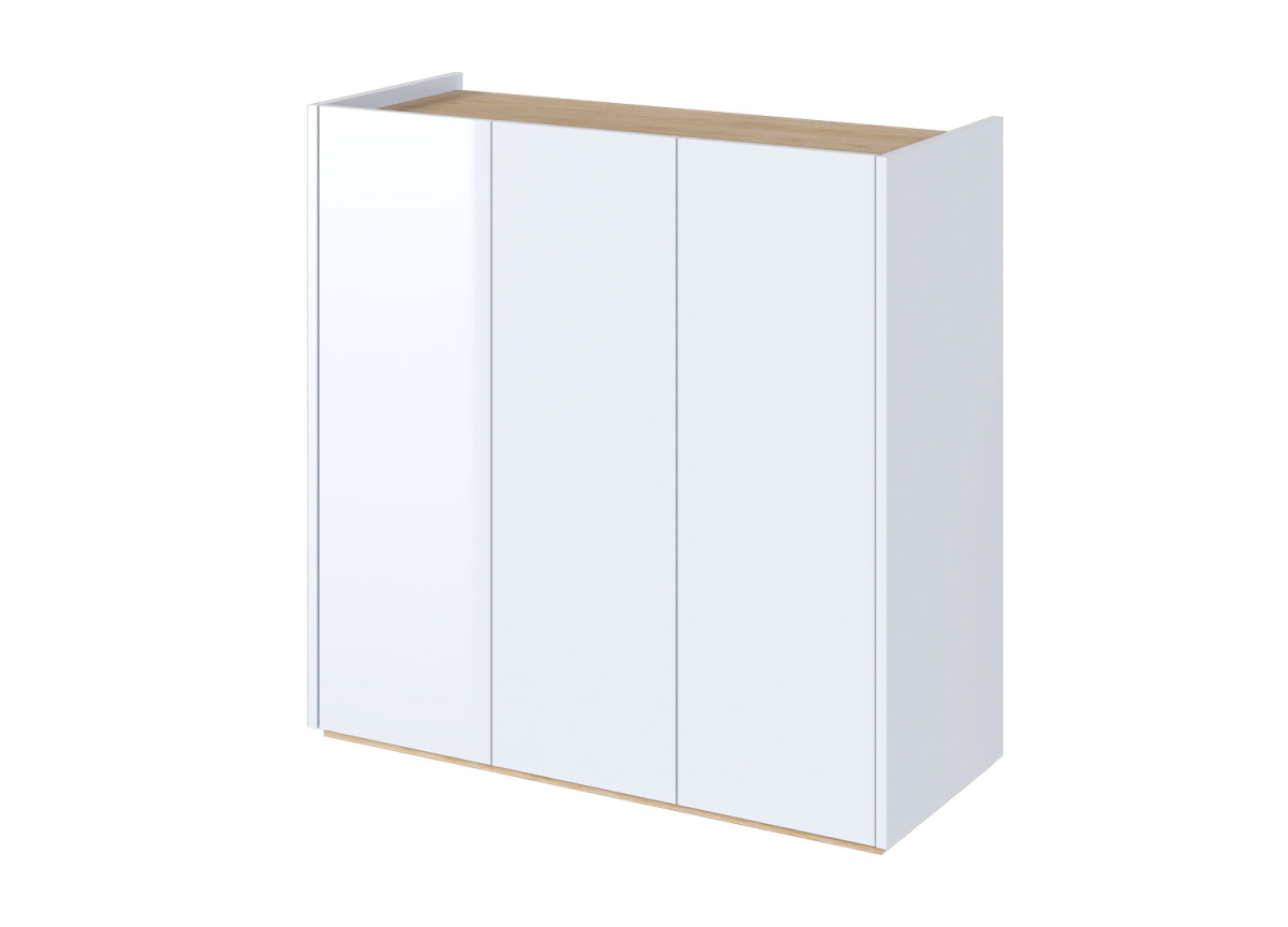 Commode 3 portes blanc brillant avec bande LED Jess