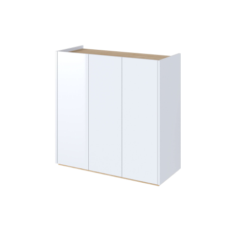 Commode 3 portes blanc brillant avec bande LED Jess