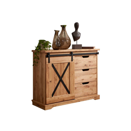 Commode 1 porte et 3 tiroirs en bois massif Anne