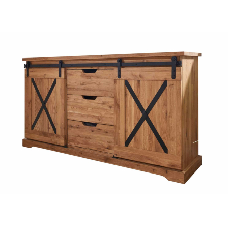 Buffet 150 cm en bois de chêne et métal noir Anne