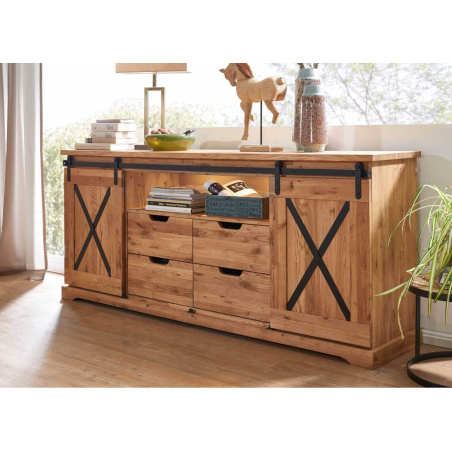 Buffet rustique en chêne et métal 198 cm Anne