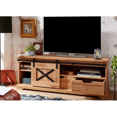 Meuble TV 150 cm bois massif et métal Anne