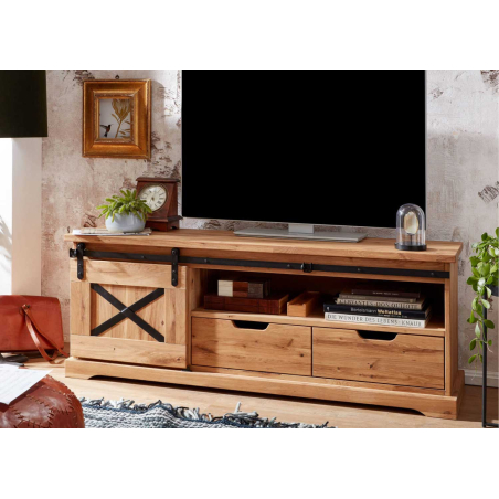 Meuble TV 150 cm bois massif et métal Anne