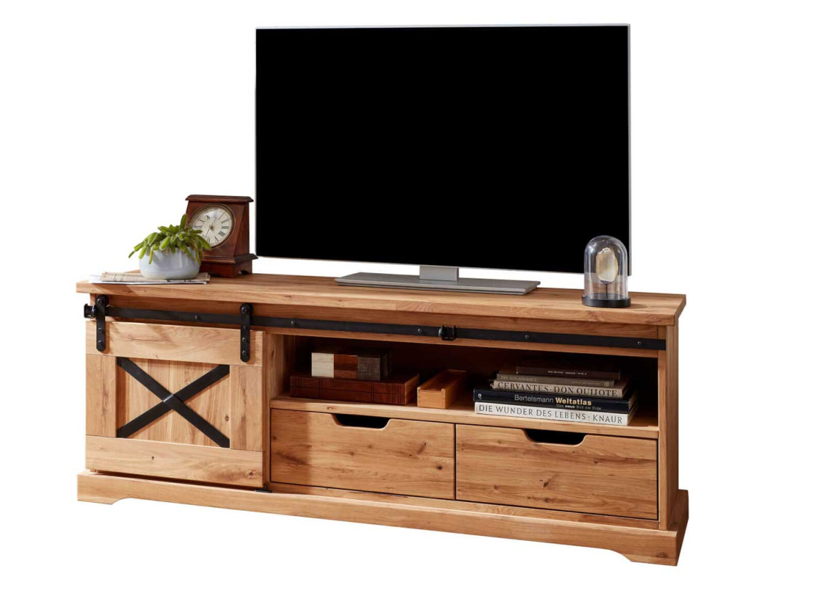 Meuble TV 150 cm bois massif et métal Anne