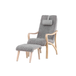 Fauteuil relax avec repose-pieds gris et bois Faro