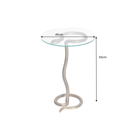 Table d'appoint ronde en verre et structure serpent Lucius