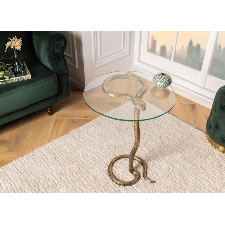 Table d'appoint ronde en verre et structure serpent Lucius