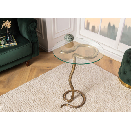 Table d'appoint ronde en verre et structure serpent Lucius