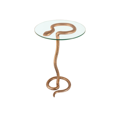 Table d'appoint ronde en verre et structure serpent Lucius