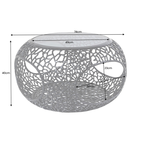 Table basse ronde 40 cm en verre et métal noir Spin