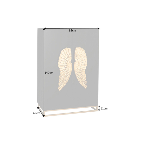 Meuble bar en bois massif ailes dorées Ange