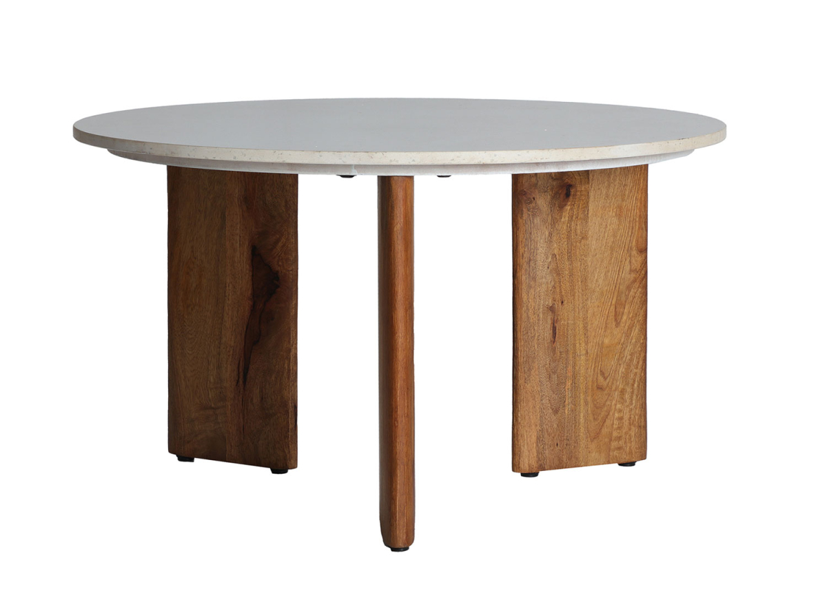 Table basse ronde manguier et terrazzo Arlanc