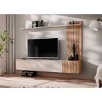 Ensemble tv mural tendance couleur cachemire bois et noir