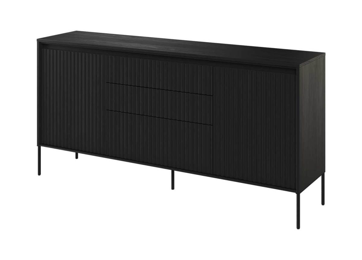 Buffet moderne noir avec LED 166 cm Marie