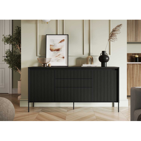 Buffet moderne noir avec LED 166 cm Marie