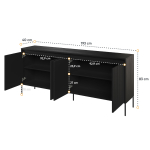 Long buffet 193 cm 4 portes avec LED Marie