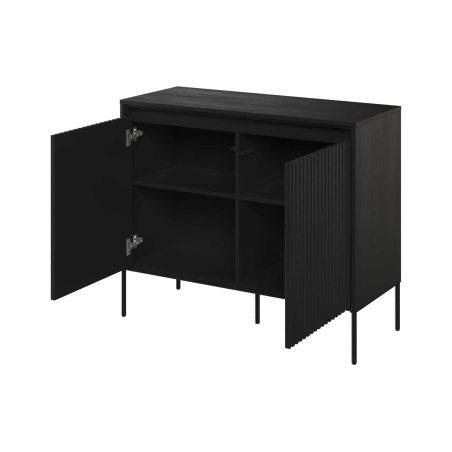 Commode salon noir 2 portes 98 cm Marie