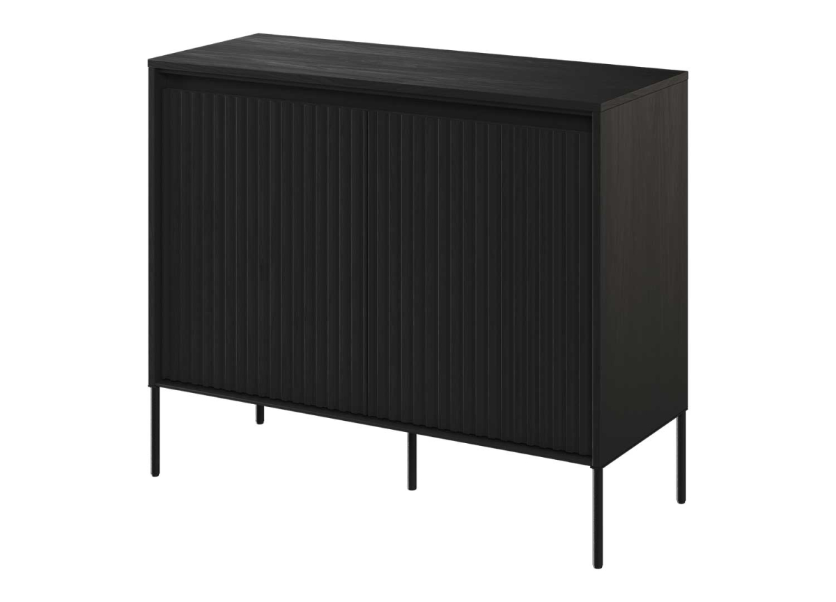 Commode salon noir 2 portes 98 cm Marie