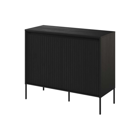 Commode salon noir 2 portes 98 cm Marie