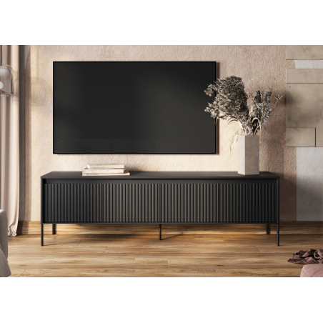 Banc TV moderne noir 4 portes 197 cm Marie