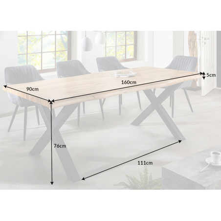 Table de repas imitation chêne et métal noir Warren