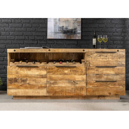 Buffet bois massif 175 cm avec tiroirs et portes