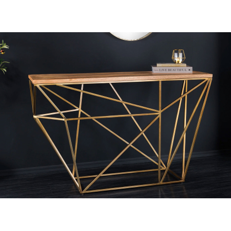 Console design bois massif et laiton Frederica